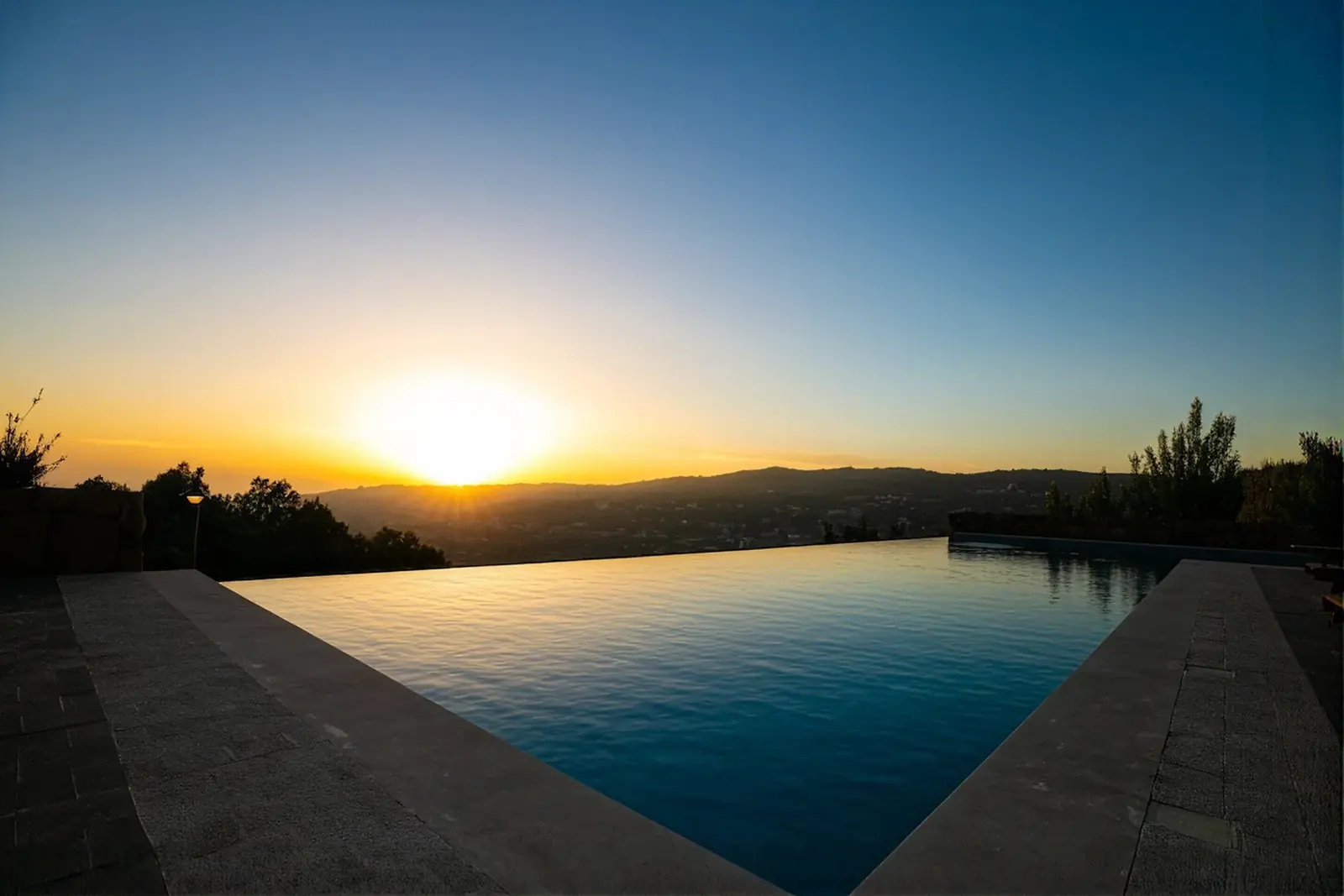 Sunset over the pool